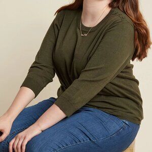 MODCLOTH Charter School Pullover Knit Sweater Olive